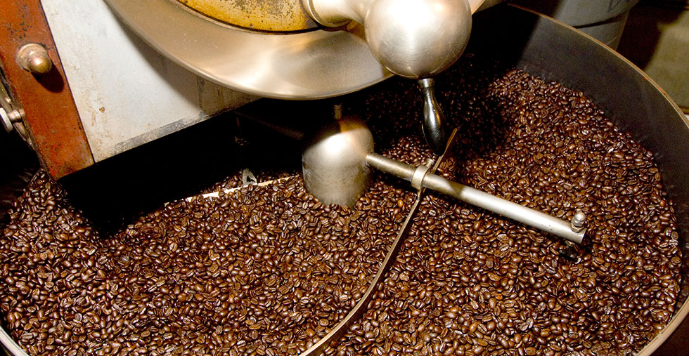 Hand-ground coffee beans.